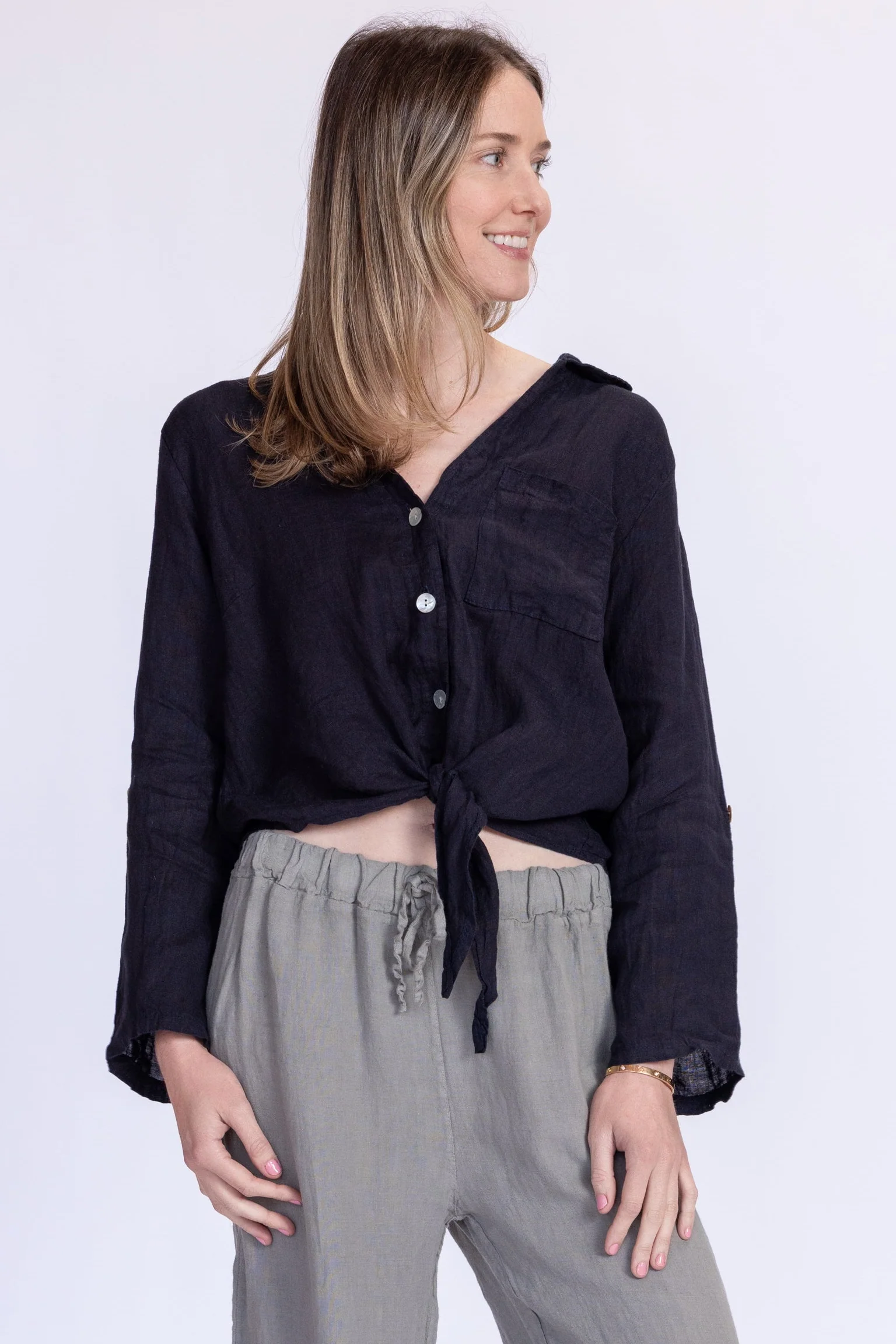 Florence Linen Tie Top - Image 7