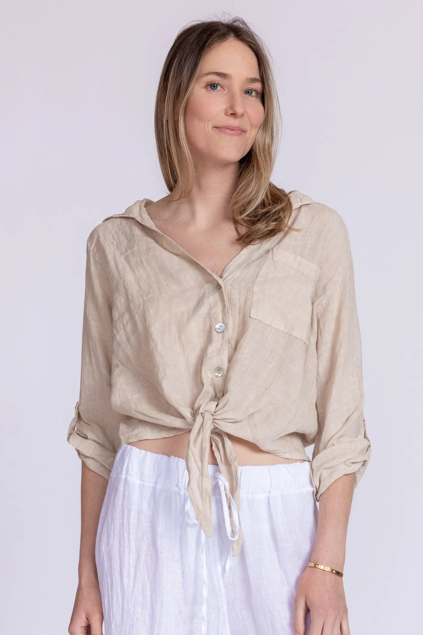 Florence Linen Tie Top - Image 9